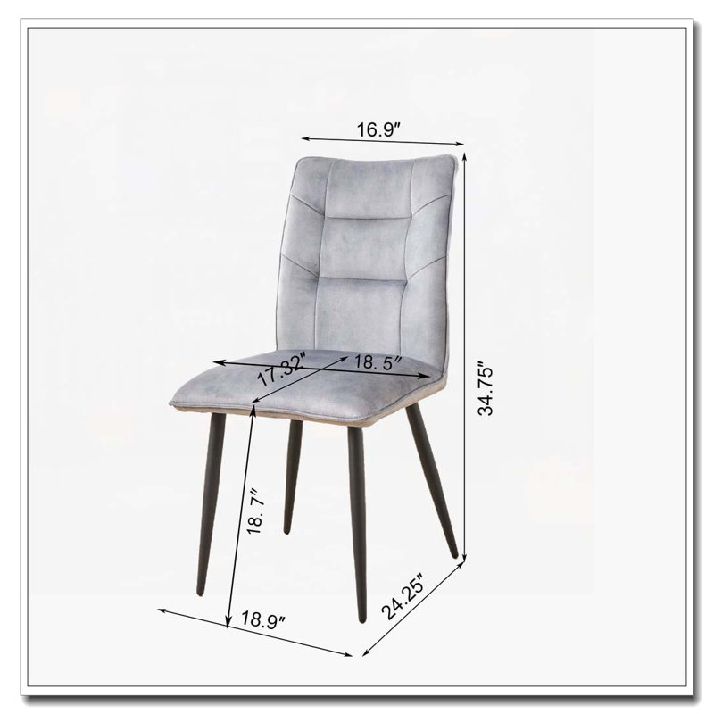 Chaises de salle à manger rembourrées en velours, Gris clair