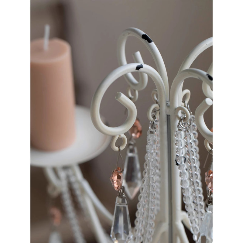 Chandelier de table en métal 19,29 po de hauteur, Blanc