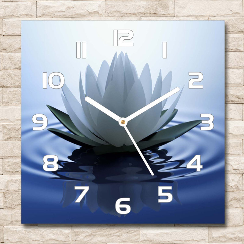 Glass Wall Clock, White/Blue