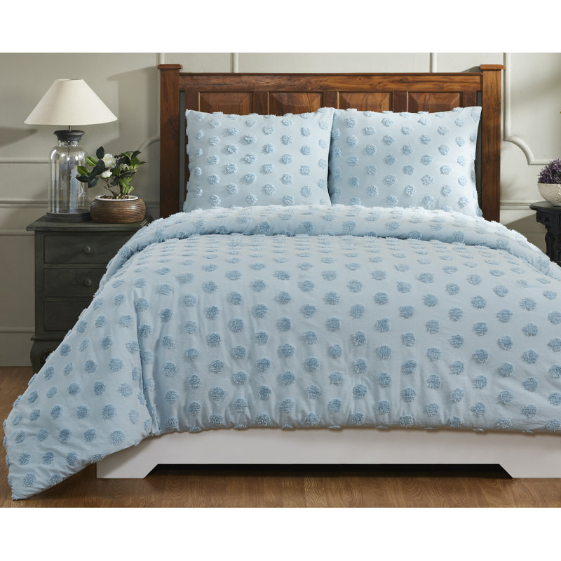 Ensemble d'édredon 100% coton à rayures avec taies décoratives, Bleu, Édredon pour très grand lit + 2 très grandes ta