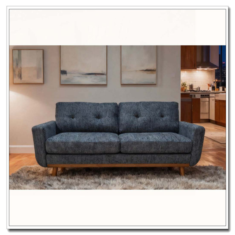 Canapé capitonné 67,7 po de largeur Mid-Century, Bleu gris