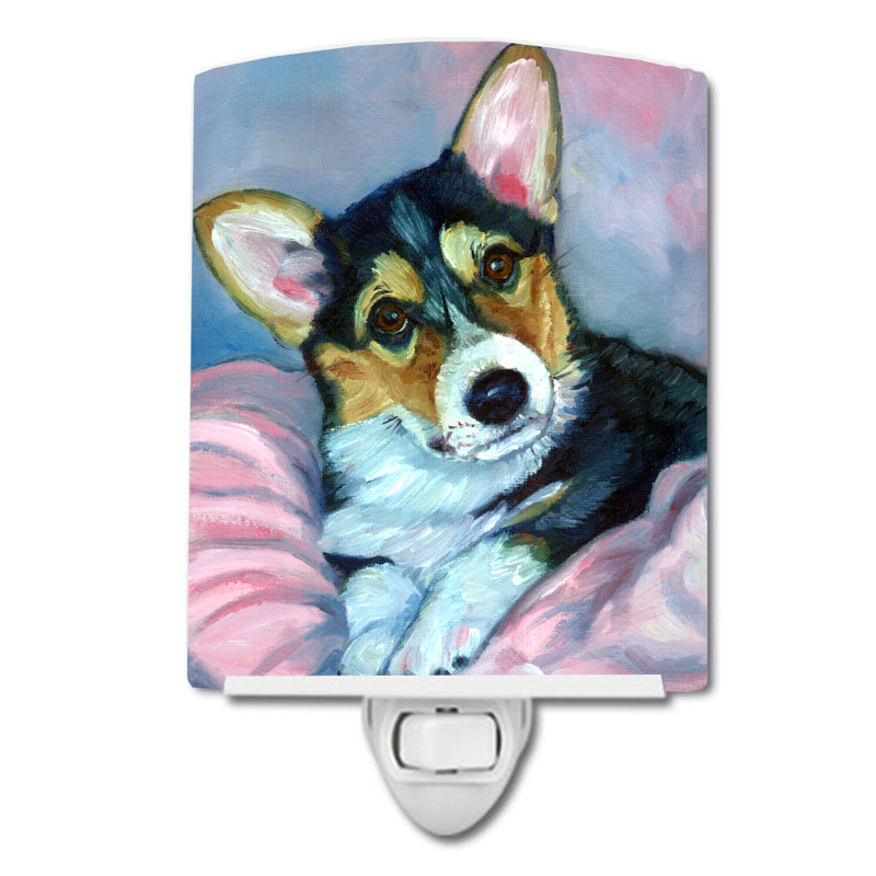 Éclairage de nuit en céramique corgi chiot avec couvertures