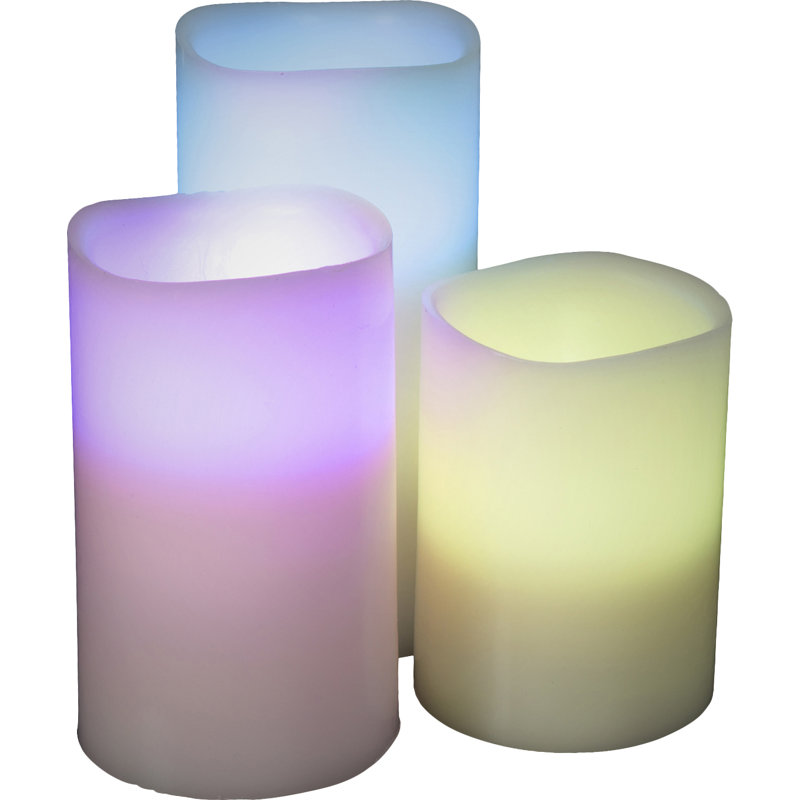 Latitude Run 3 Set of Color Changing Flameless LED Candles with Remote