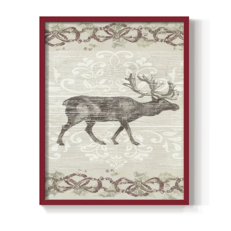 Cabin Christmas Collection B, reproduction encadrée - bois massif, H 11 po x l 9 po, Rouge