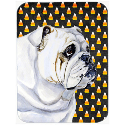 Planche à découper en verre à caroline en verre à trésors bouledogue english Halloween Candy Corn
