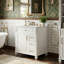 Ensemble de meuble-lavabo autoportant 24 po, armoire en bois d'hévéa et panneau de fibres à densité moyenne avec plateau en céramique, 4 tiroirs (blanc)-1731405760