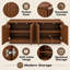 Buffet minimaliste à panneaux cannelés, sans poignées, idéal pour l'entrée, la cuisine, le salon et la chambre.-1755166675