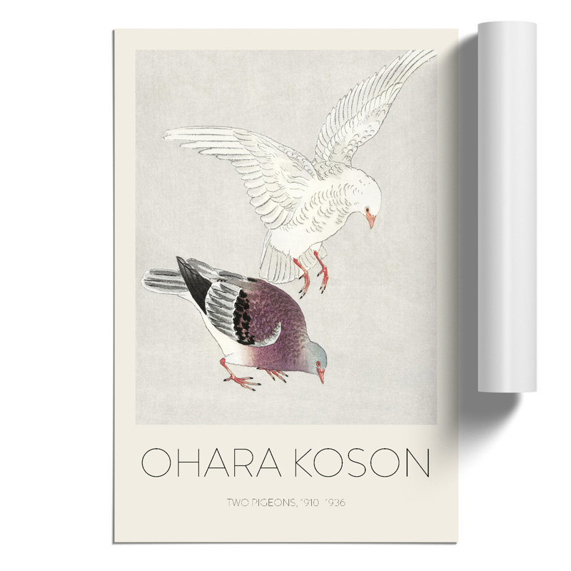 Two Pigeons Print by Ohara Koson - Frameless Print, 59cm H x 42cm W x 0.1cm D