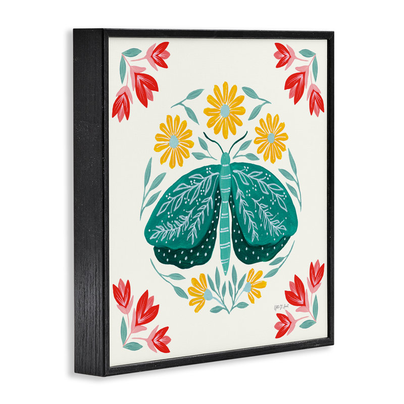  «Green Folk Butterfly», art numérique par yvette St. Amant, Giclée encadrée noir minuit, H 12 po x l 12 po