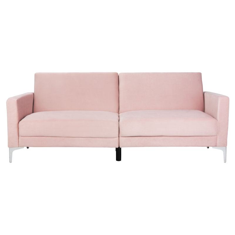 Canapé-lit simple en similicuir Futton, Velours rose