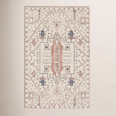 Murphie Ivory Red Hand-Tufted Oriental Rug