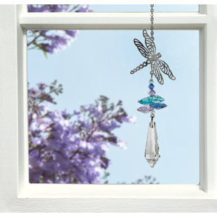 12” Swarovski Crystal Bead Suncatcher Hanging Window Sun Catcher Pink/Blue  Prism