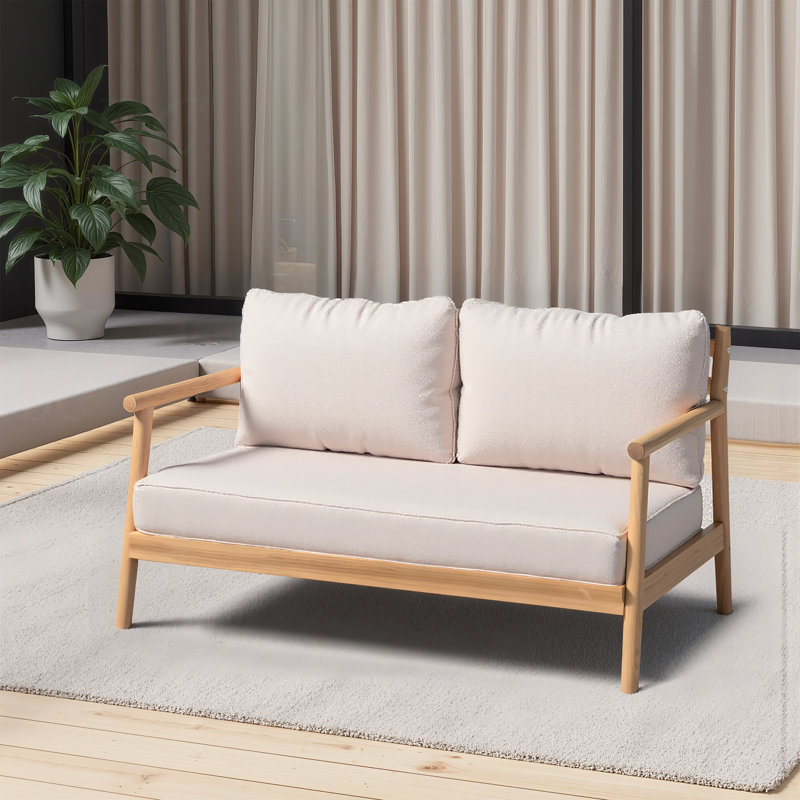 Canapé de patio en bois d'acacia avec coussin résistant à l'eau
