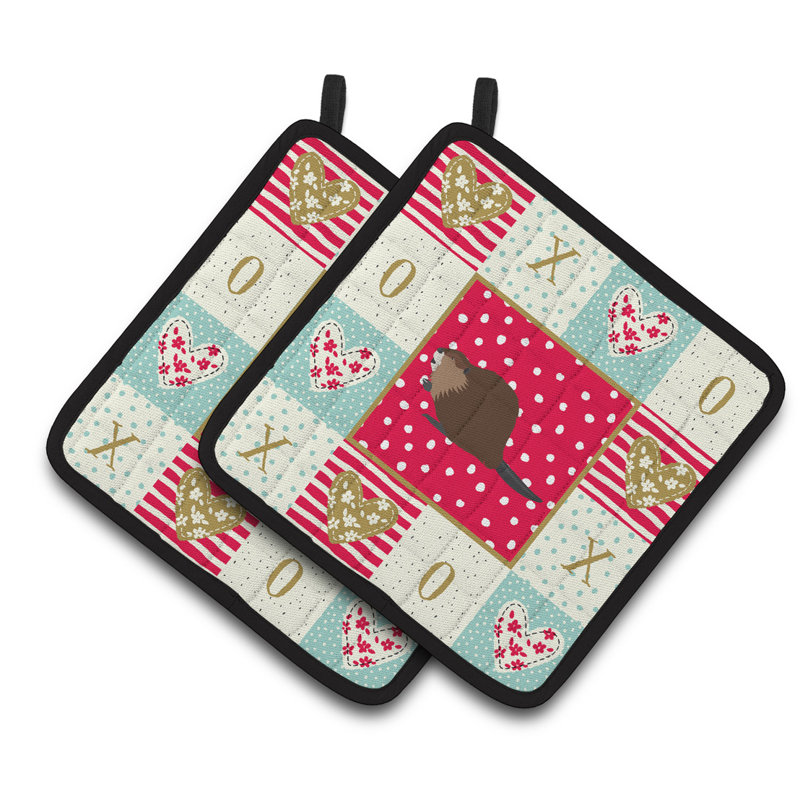 Ensemble de cuisinier poignée 2 pièces caroline trésors eurasian beaver love
