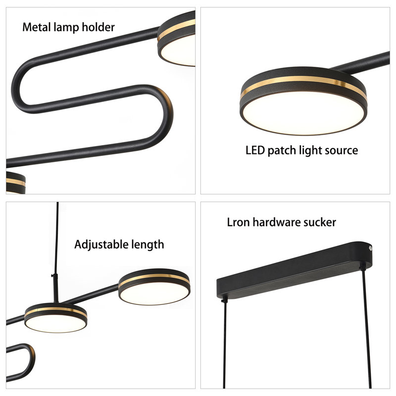 Elorah 4 - Light Matte Black LED Kitchen Island Pendant