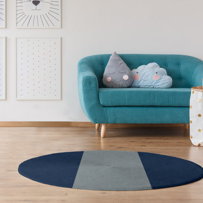 Tapis à rayures en poly-bleu