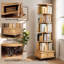 Bibliothèque rotative à 6 niveaux, étagère ronde rotative à 360 ° avec roulettes et tiroir, peu encombrante, petite bibliothèque rotative pour chambre à coucher, salon, maison, bureau, couleur bois-1146292598-1146292592