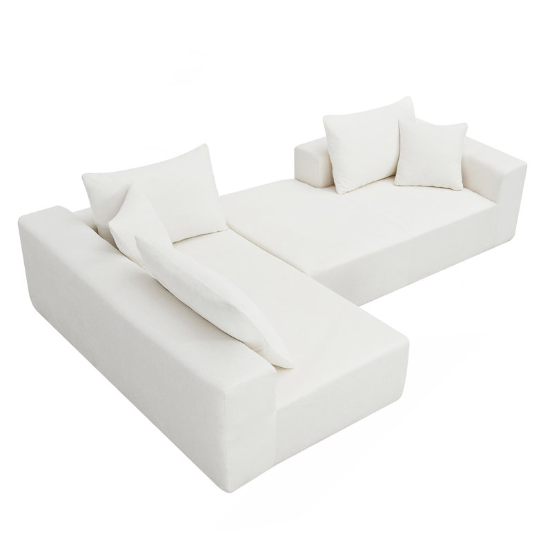 Ostilio Boneless L-Shape Upholstered Sectional Sofa,Upholstered Sleeper Sofa,2 PC Free Combination, Cream Chenille