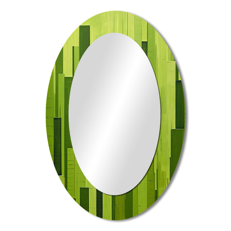 Fern Facades Skyscraper Horizon I - Large Oval Wall Mirror On Metal, 36" H x 24" W