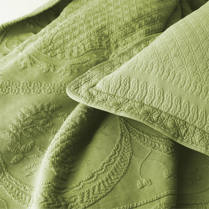 King Charles Blue Cotton Matelasse Queen Coverlet