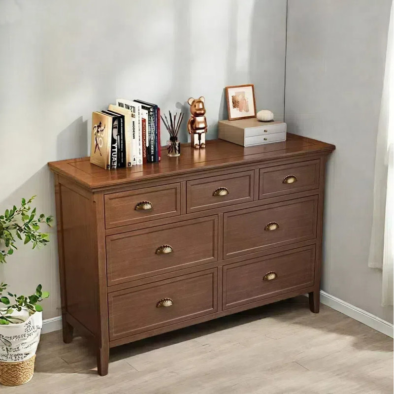 American Country-style Console Cabinet, Dark Brown Wood