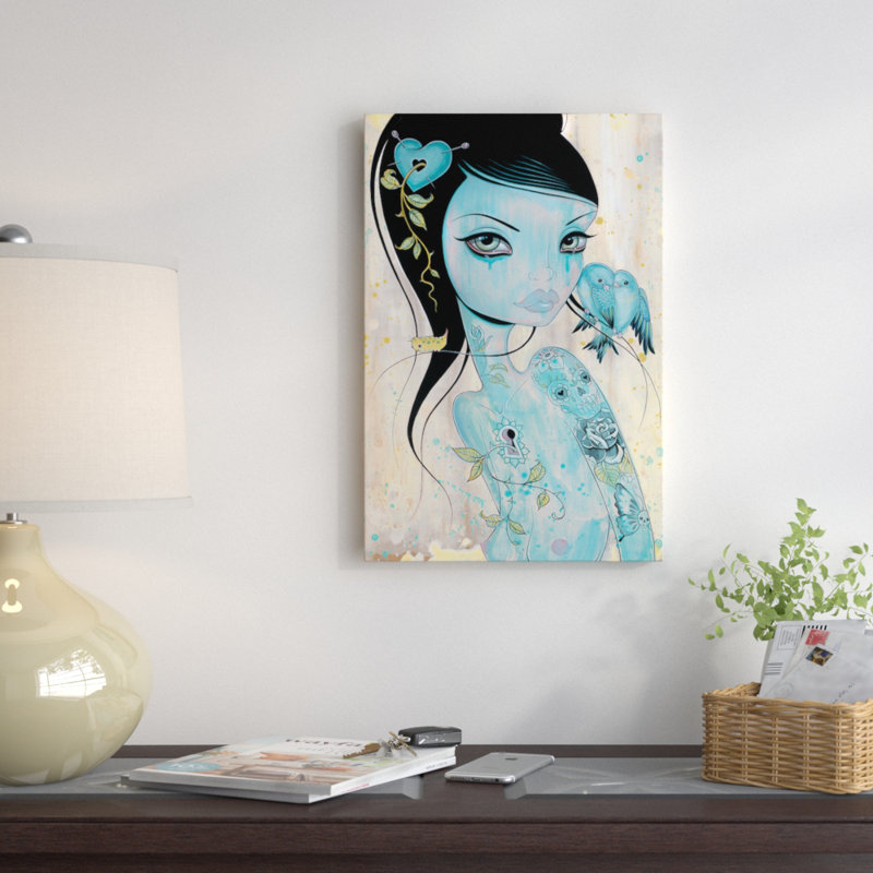 « blessure my cardiaque », reproduction d’art sur toile tendue, H 26 po x l 18 po x P 1,5 po, Toile flottante noire encadrée
