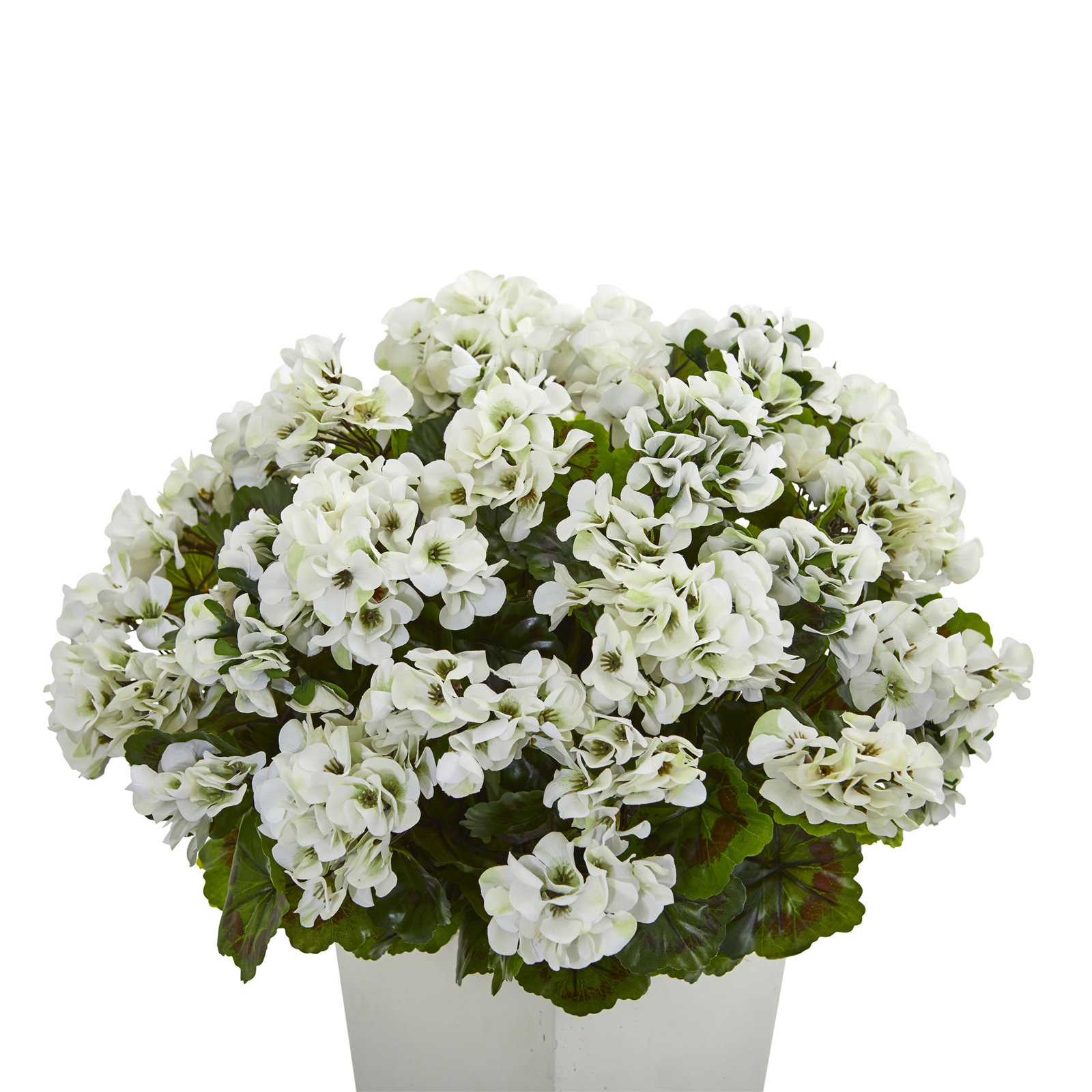 27in. Geranium Artificial Plant in Planter UV Resistant (Indoor/Outdoor), White