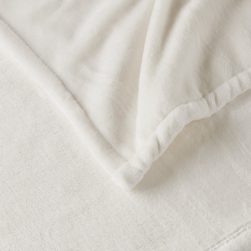 Heated Plush Oversized Throw, Ivory