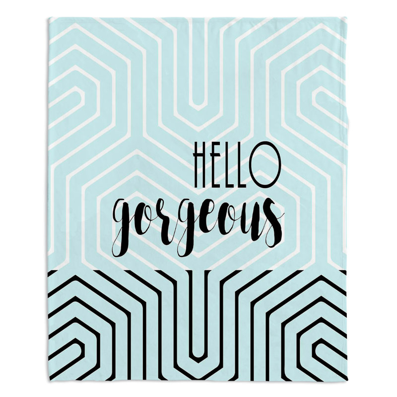  Jeté Hello Gorgeous Geo, l 68 po x L 80 po, Noir / or