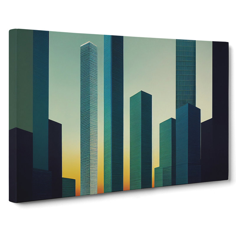 Elegant City Skyline Architecture - Wrapped Canvas Print, 35cm H x 50cm W x 3cm D