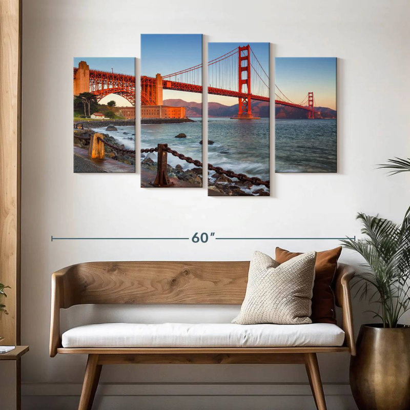 Lilie Golden Gate Bridge au coucher du soleil, H 32 po x l 52 po