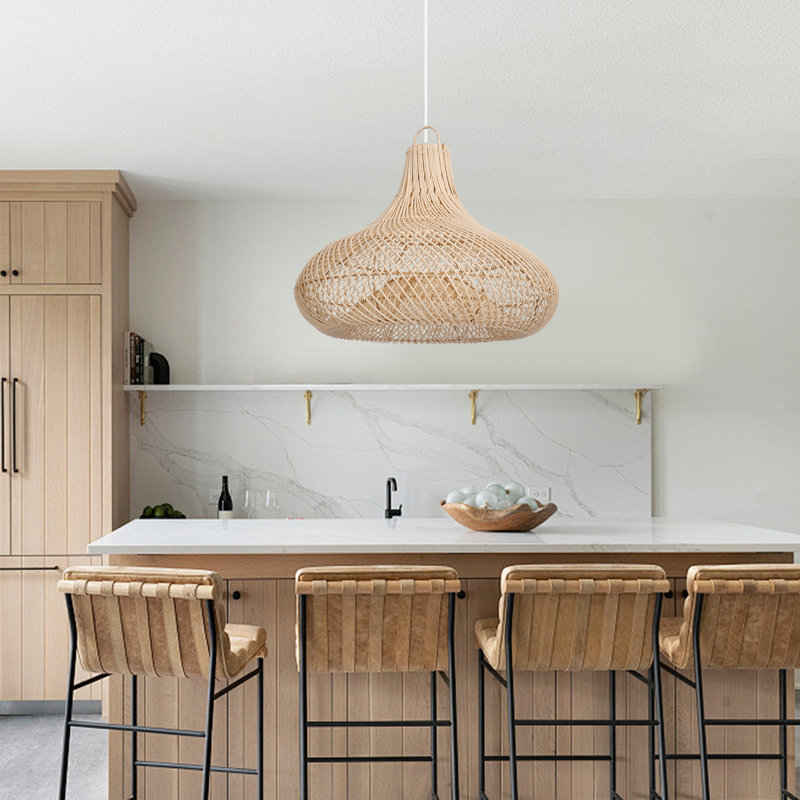 Luminaire suspendu en rotin pour salle à manger Boho Farmhouse