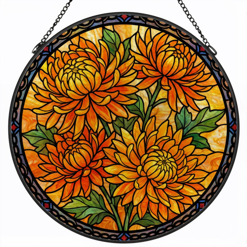Vitrail de vitrail à motif floral 7,8 po H, H 7,8 po x l 7,8 po