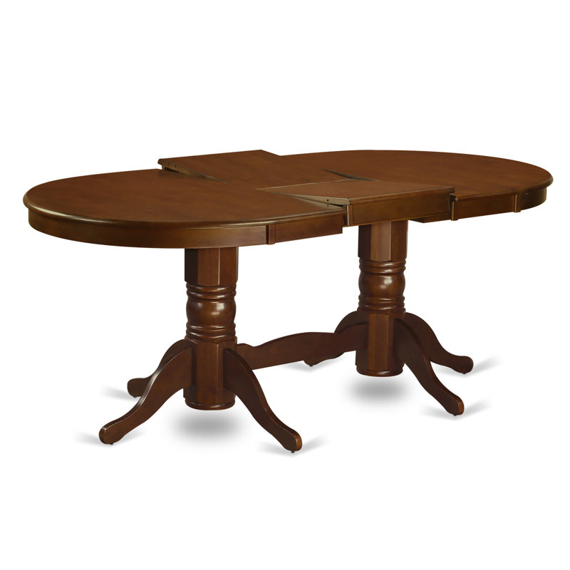 Vancouver Dining Room Table - an Oval kitchen Table Top with Butterfly Leaf & Double Pedestal Base, Espresso, Espresso