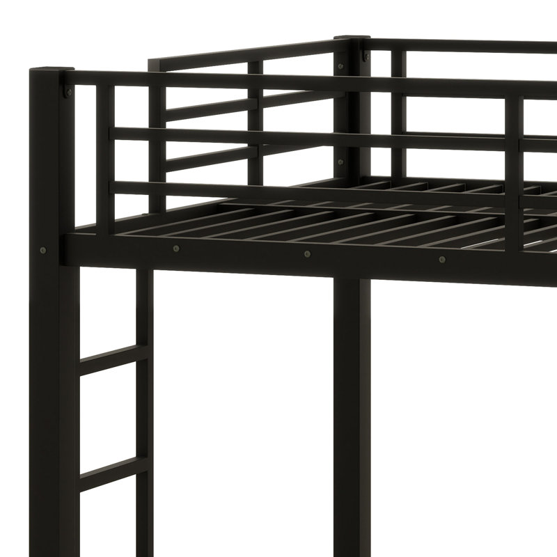 Metal Loft Bed With Ladder And Guardrails, Full
