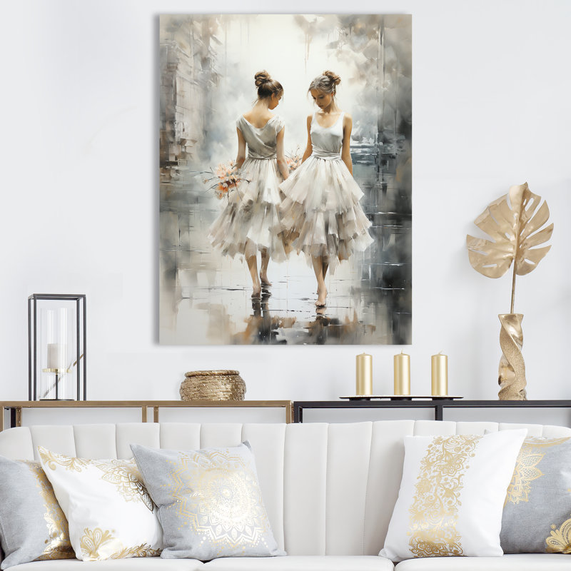 «White and Grey Ballet Dreams I - Dance», art mural, Toile tendue, 20" H x 12" W