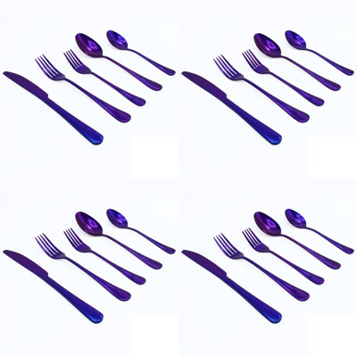 Luly Reflective 20-Piece Coloured Stainless Steel Flatware Set