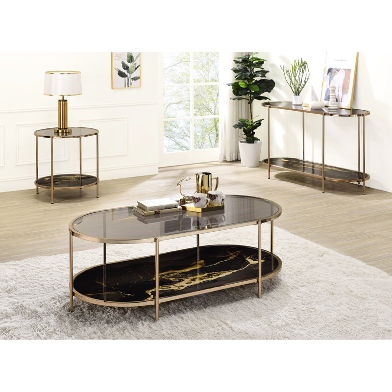 Bureau en marbre noir avec structure en métal et base de table de bout au design ergonomique