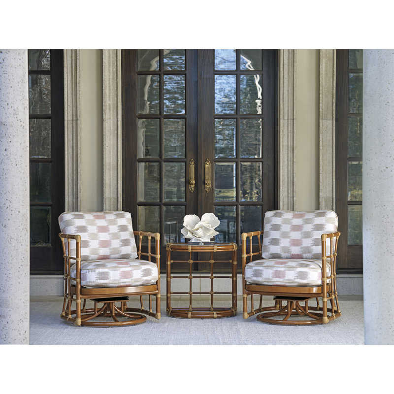 Sandpiper Bay Swivel Patio Chair with Beige Cushions
