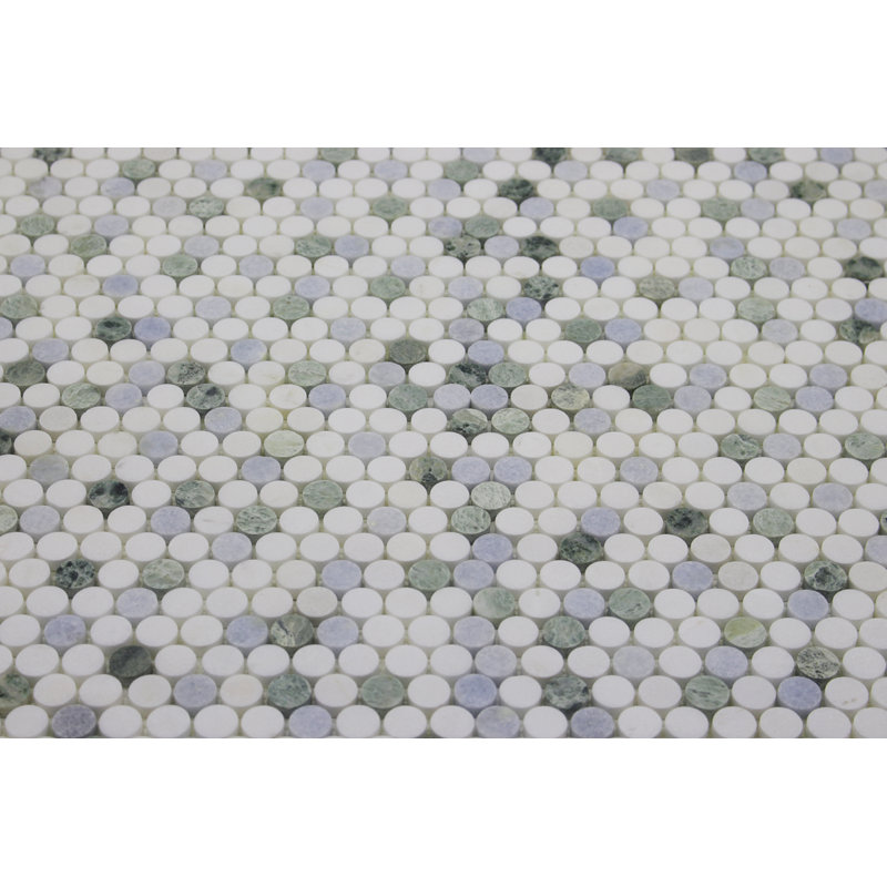 0.75" x 0.75" Marble Penny Round Mosaic Wall & Floor Tile, Blue Celeste/Ming Green