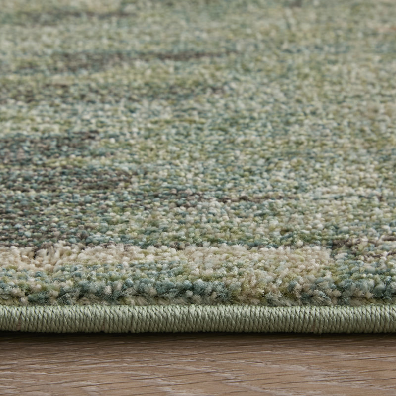 Roy Modern Abstract, Green/Ivory/Brown Area Rug, Rectangle 7'9" x 10'