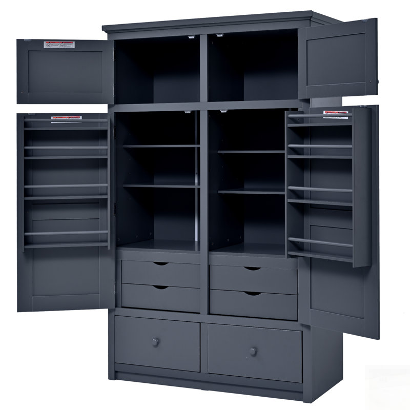 Spacieux garde-manger autoportant avec 8 tablettes, 4 plateaux et 6 tiroirs pour un rangement et une organisation améliorés