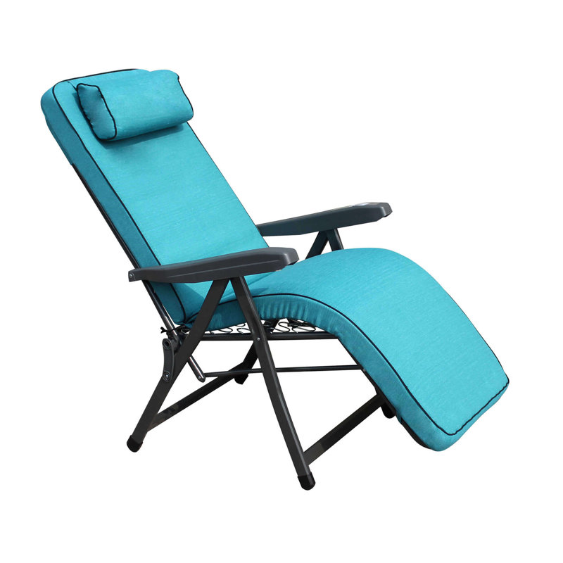 Amher Reclining Zero Gravity Chair with Cushion, Light Blue