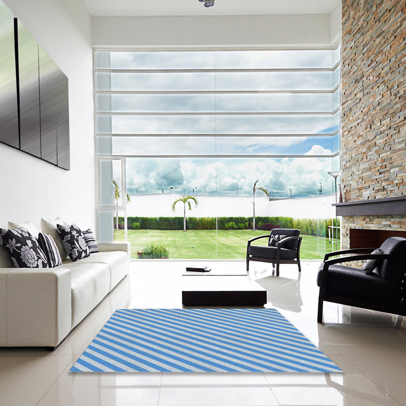 Tapis bleu ciel à motif, Carré 3 pi