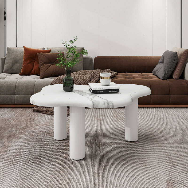 Table basse Cloud Modern Classic, table de bout en marbre, table de bout intérieure irrégulière pour salon, forme libre avec 3 pieds