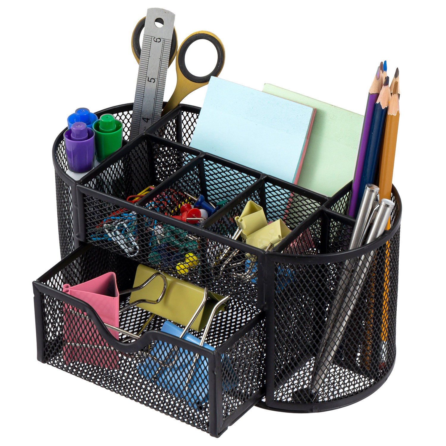 Rebrilliant Makyia 8 Compartment Metal Desk Organizer | Wayfair