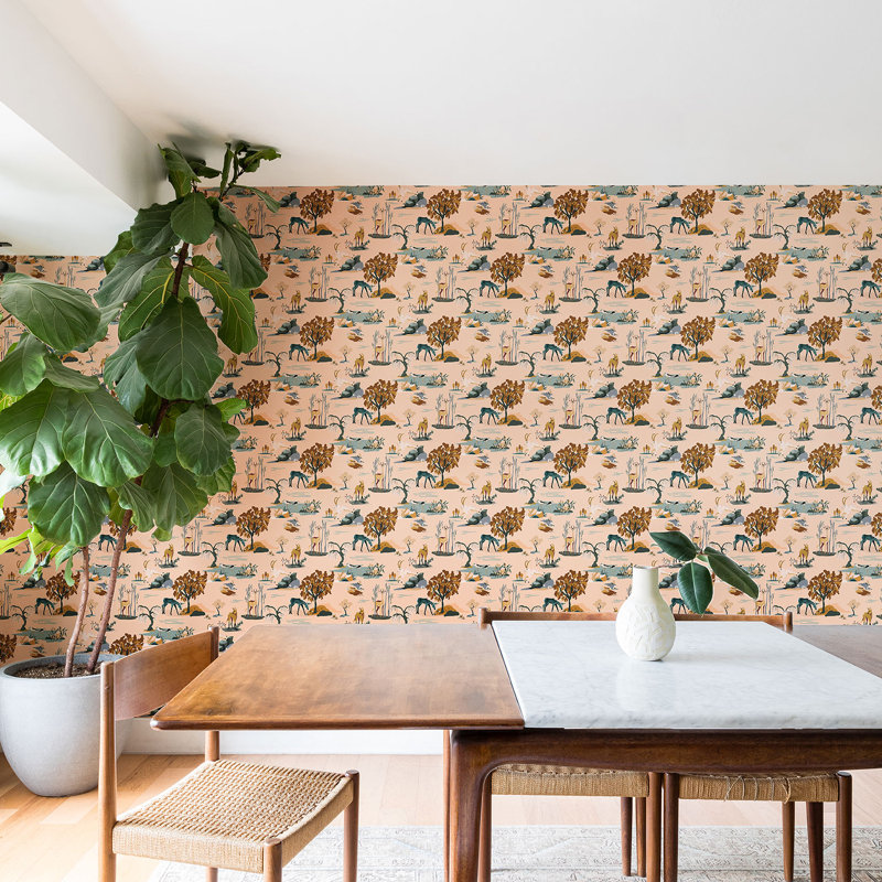 The Whiskey Ginger Cute Playful Animal Pattern Peel And Stick Wallpaper Panel