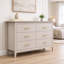 Wide 6 Drawer Chest of Drawers, Cashmere Bedroom Dresser with Gold Handles, Storage Cabinet with Raised Legs for Bedroom & Living Room-1264761871