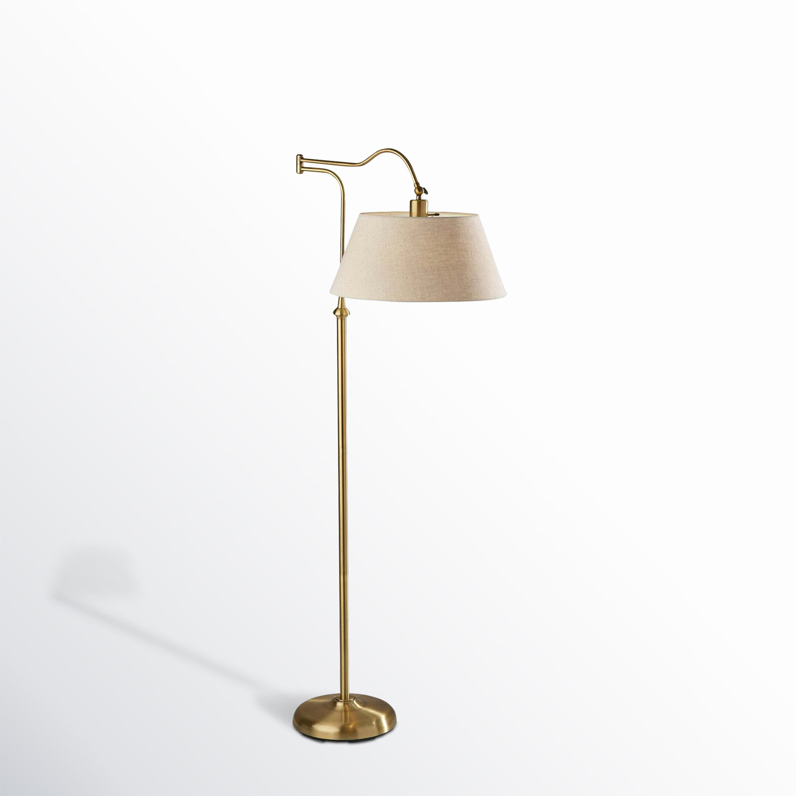 Theodora Dimmable Swing Arm Floor Lamp, 60" H x 17" W x 38.5" D, Antique Bass, Cream