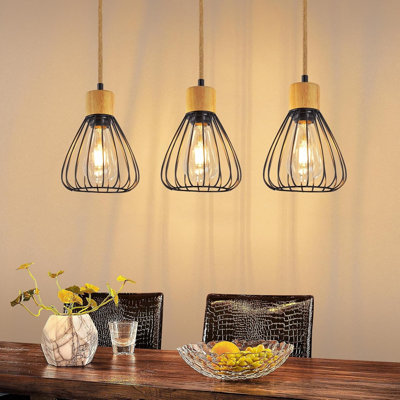 3-Light Black Kitchen Island Pendant